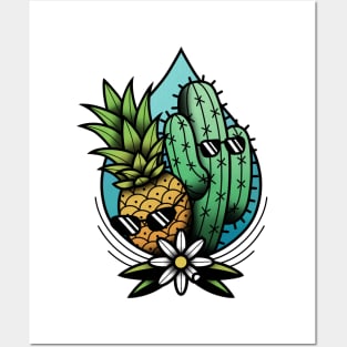 pineapple and cactus Posters and Art